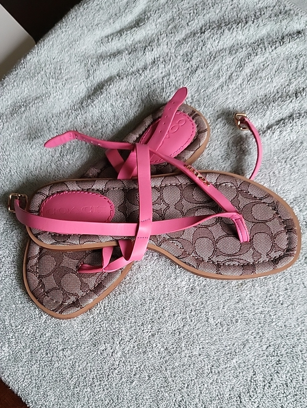 Coach Pink Signature Canvas Strappy Sandals